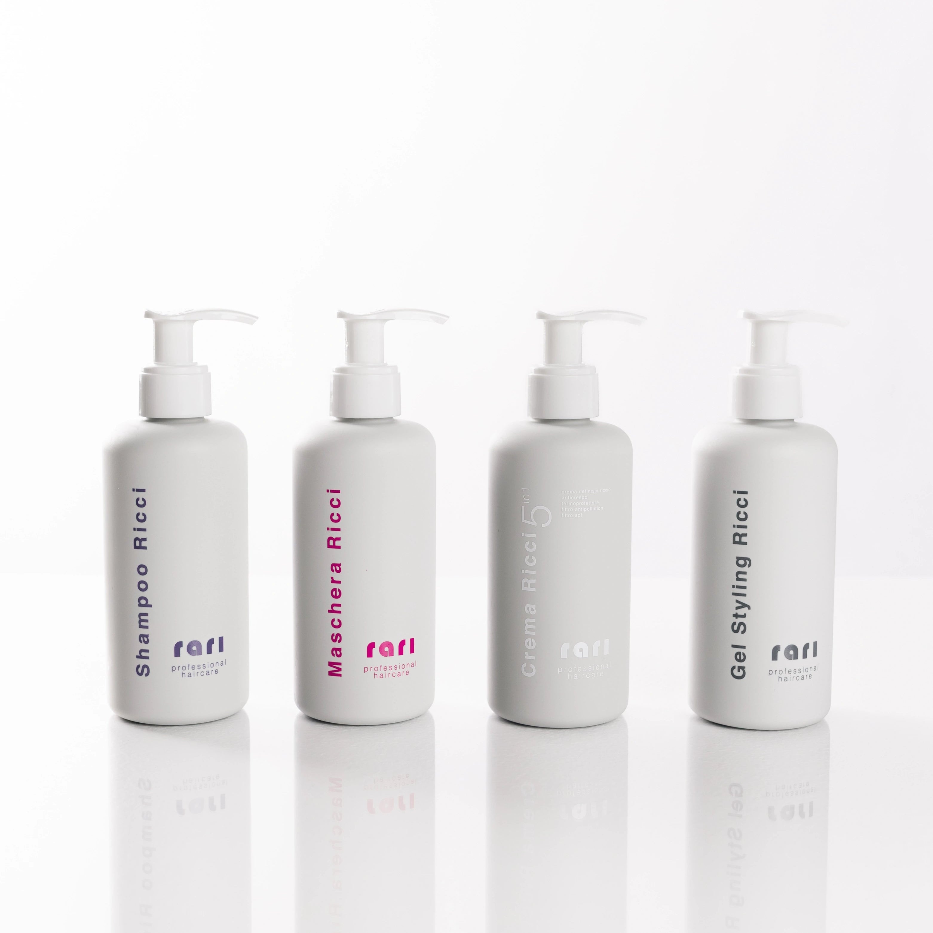 MEGA BOX shampoo, maschera, crema ricci 5in1 e gel styling RARI PROFESSIONAL HAIRCARE